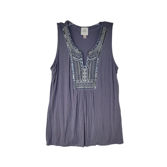 Knox Rose Women's Boho Knit Embroidered Sequin Sleeveless Gray Size M - Picture 1 of 5